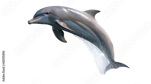 a Bottlenose Dolphin, jumping, Aquatic-themed, square format, photorealistic illustrations on a transparent background cutout in PNG. generative ai © Purple Penguin GFX