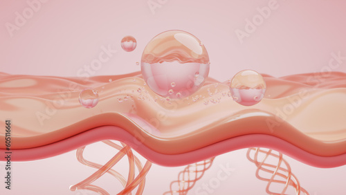 Drop of moisturizer or cream on saggy skin. wrinkles eyes cream product concept. 3D rendering. photo