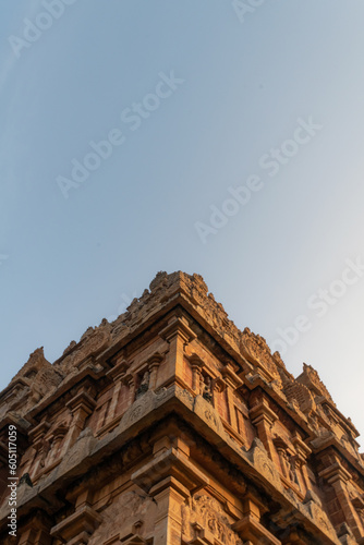 Earth worm view of Tanjore Brihadeeswara temple Tower.