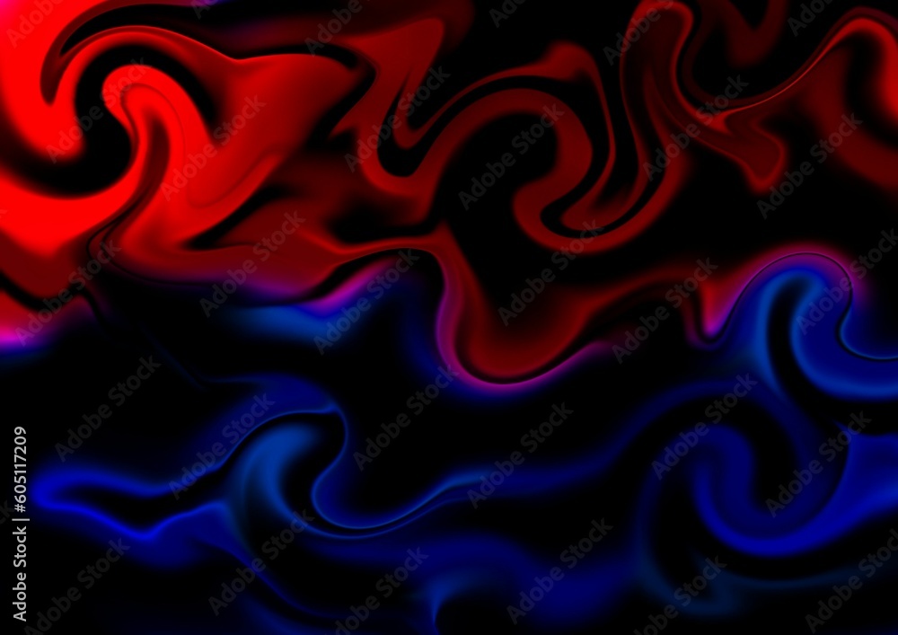 Stream of warm and cold colors, water swirls, red and blue, abstraction Stream of warm and cold colors, water swirls, red and blue, abstraction