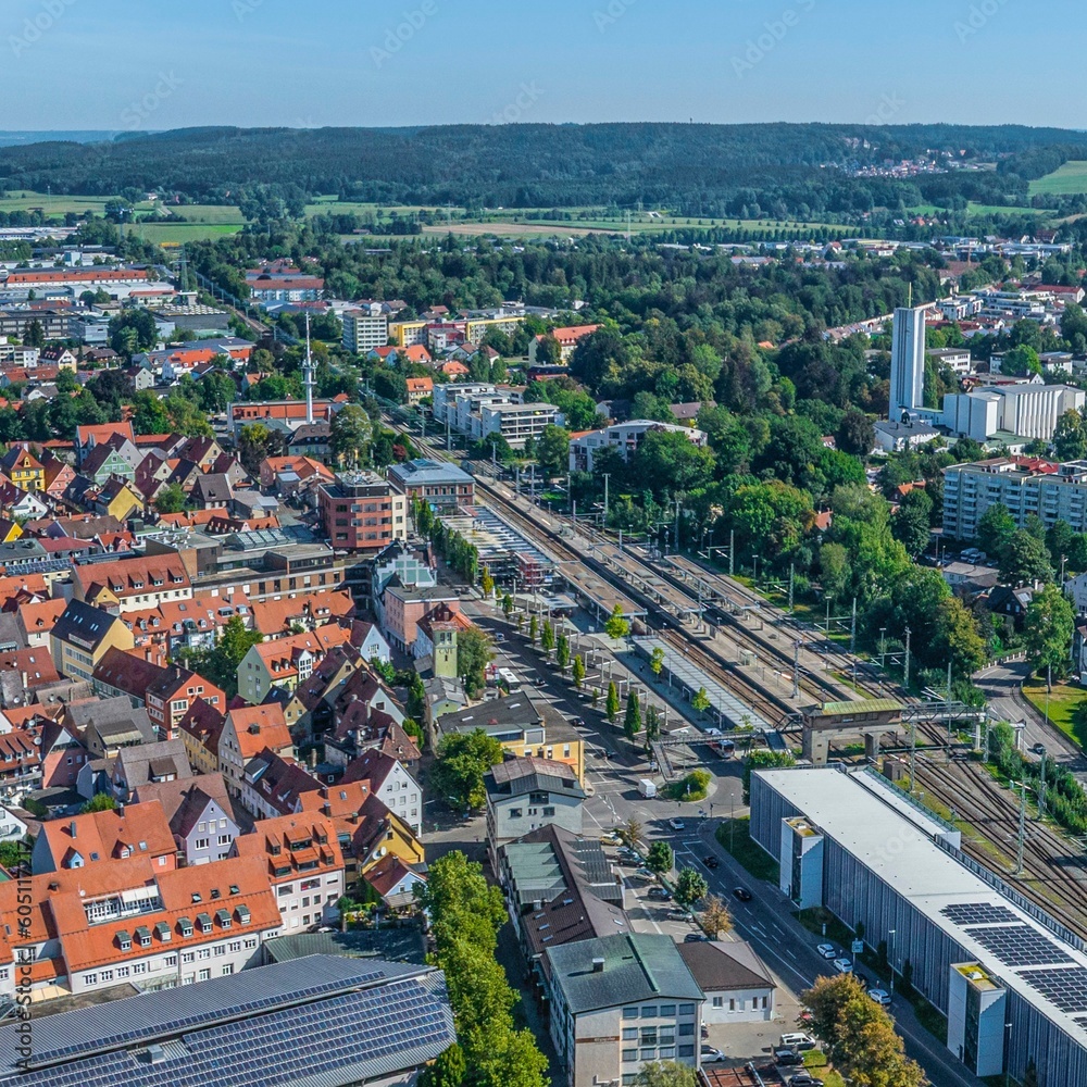 Ausblick auf Memmingen im Allgäu - rund um den Bahnhof