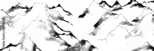 Mountain ranges, vector background, minimalism, imitation pencil drawing	