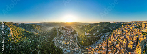 Aerial View of Ragusa Ibla at Dawn, Sicily, Italy, Europe, World Heritage Site