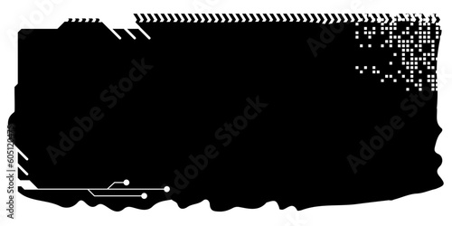 Rectangular design clipart in tech style isolated on white. Short tech plate with copy space. Clipart.