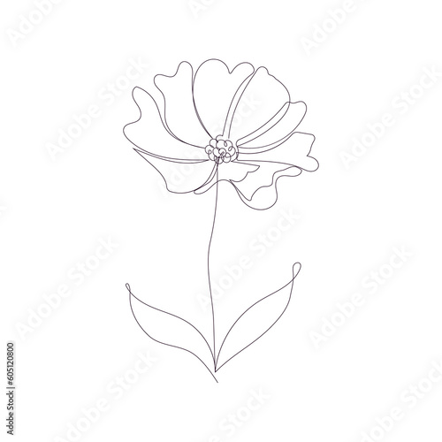 Abstract floral background. Flowers in the style of line art  one continuous line. Hand drawing. Minimalist style for your design  stories  print  etc