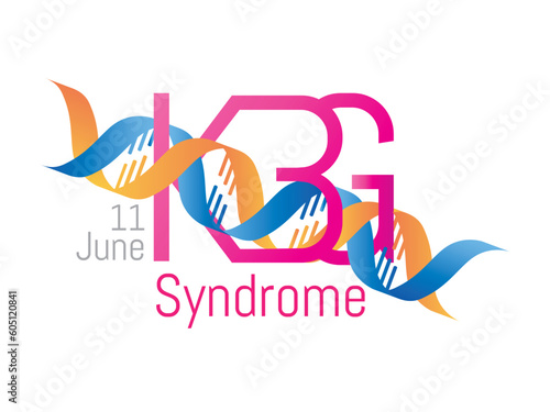 International day of the KBG syndrome. June 11. KBG letters with intertwined DNA strand on white background.