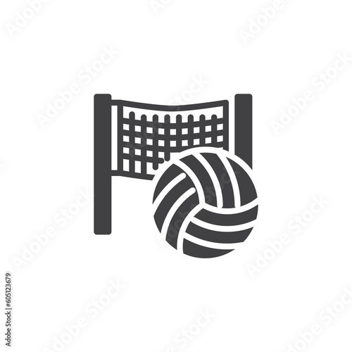 Volleyball net and ball vector icon