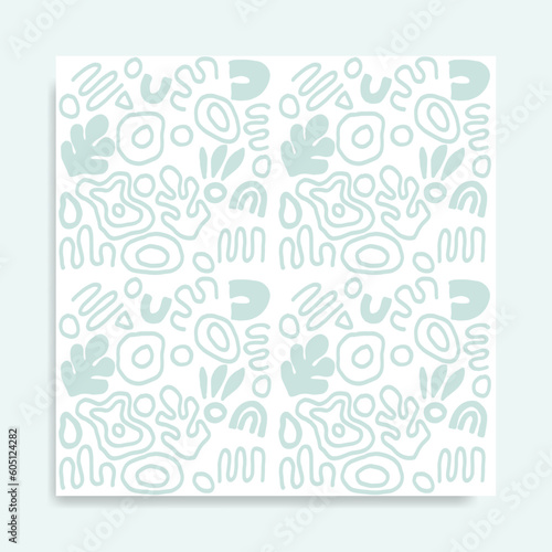Vector organic seamless abstract background botanical motif freehand doodles