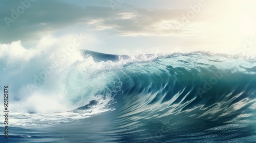 Waves gracefully roll and roll in the ocean. Generative AI