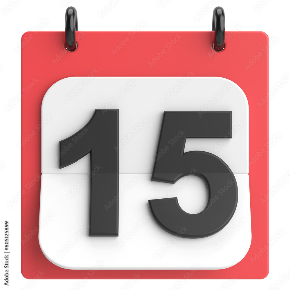 15th. Fifteenth day of month. Calendar. 3D illustration. 15th. Fifteenth day of month. Calendar. 3D illustration.