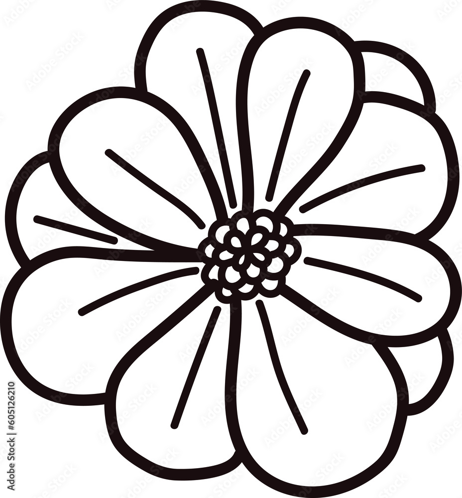 Hand Drawn flowers with twigs in doodle style Hand Drawn flowers with twigs in doodle style