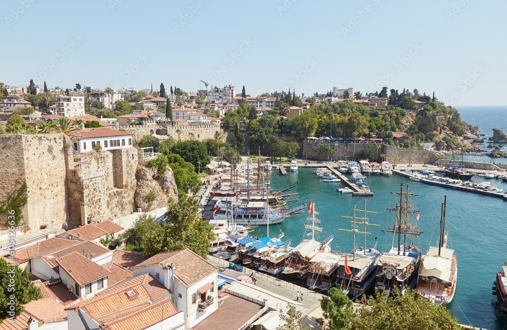 The beautiful marina of Antalya, a historic city located on Turkey's Mediterranean coast