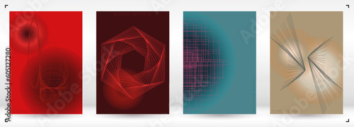 Minimal Minimal Geometric Vector Poster Design with Lines and Gradient Colorful Circles. Collection of Abstract Backgrounds for Covers, Flyers, Templates, Booklets, Cards, Brochures, Branding, etc.