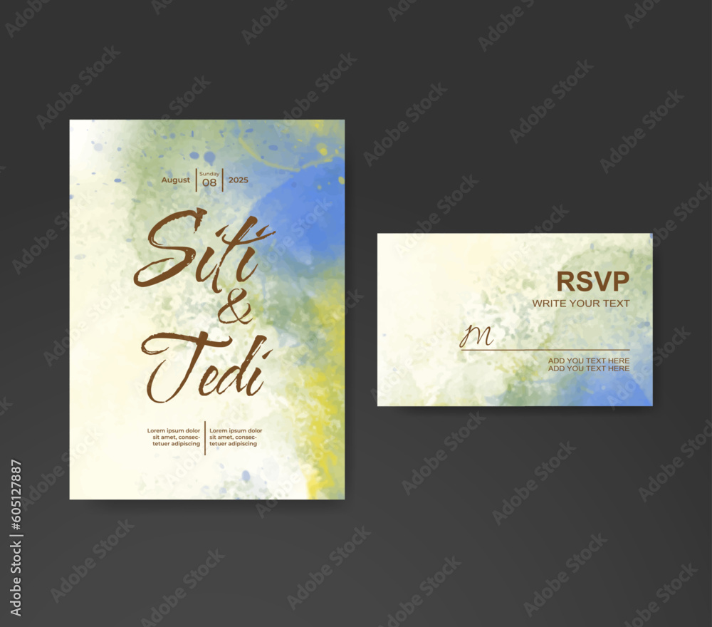 Wedding invitation with abstract watercolor background Wedding invitation with abstract watercolor background