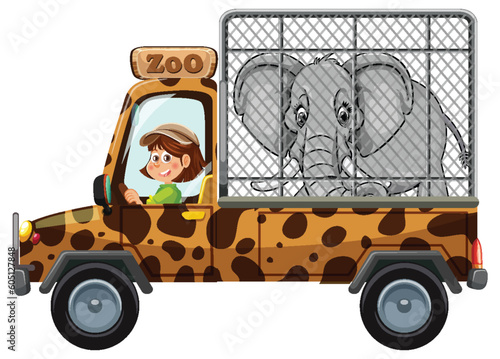 Zoo staff deliver animal to the zoo