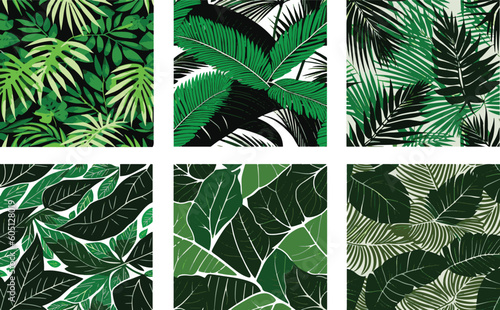 Fototapeta Naklejka Na Ścianę i Meble -  Tropical Leaf Vector set Green Color