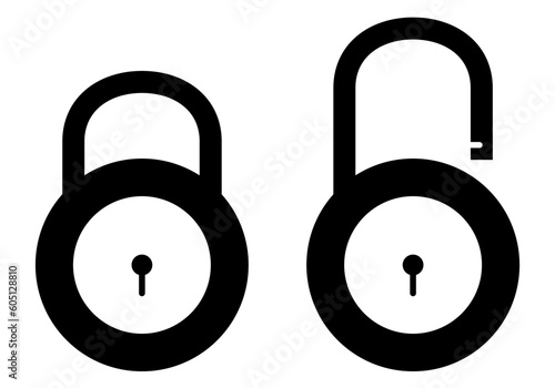 Lock and Unlock icon isolated on white background. Vector illustration EPS 10 File.