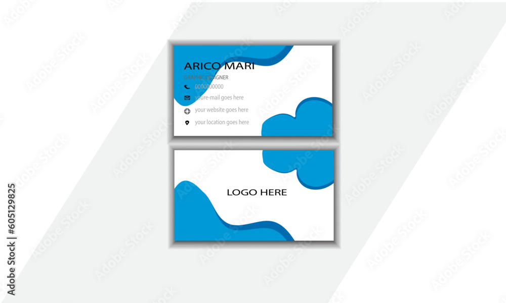 Blue modern creative business card and name card horizontal simple clean template vector design Clean and modern creative template,