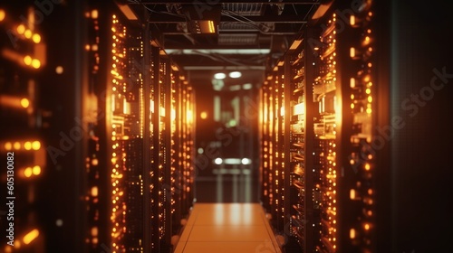 Server room, technology and data storage capabilities. Generative AI
