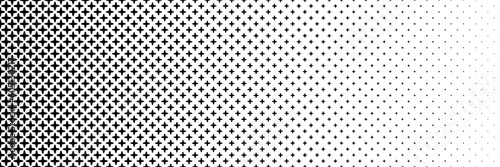 horizontal black halftone of oval cross and oval plus design for pattern and background.