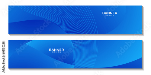 set of banners with abstract blue wave gradient background for business