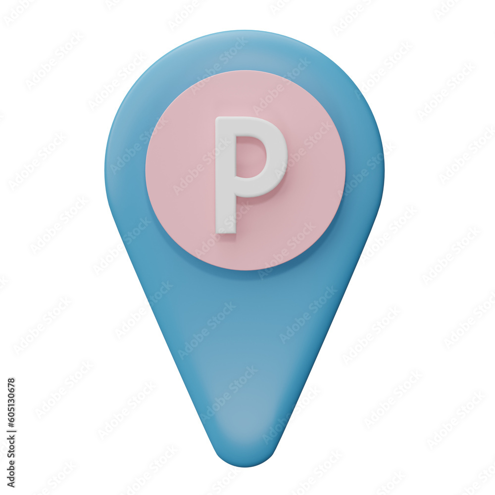 Location mark isolated on transparent background. destination pointer, parking sign. 3D render illustration Location mark isolated on transparent background. destination pointer, parking sign. 3D render illustration