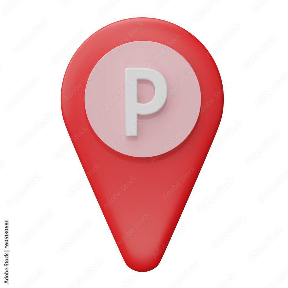Location mark isolated on transparent background. destination pointer, parking sign. 3D render illustration Location mark isolated on transparent background. destination pointer, parking sign. 3D render illustration