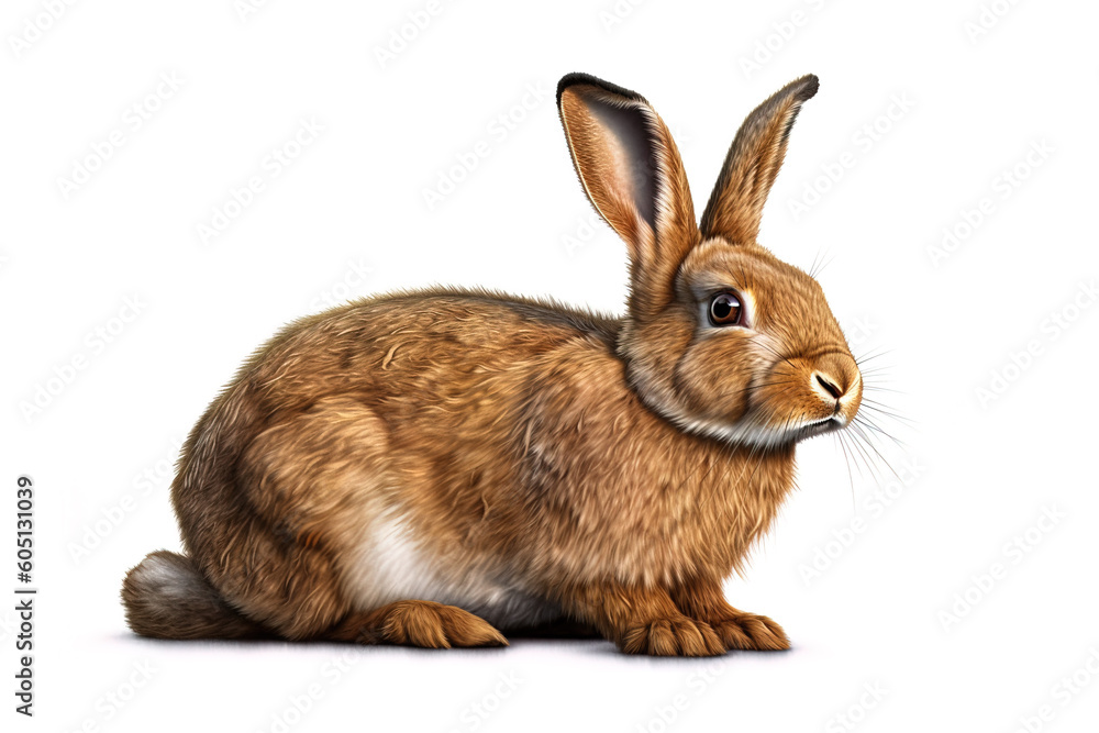 Image of a rabbit sitting on white background. Pet. Animals. Illustration, generative AI. Image of a rabbit sitting on white background. Pet. Animals. Illustration, generative AI.