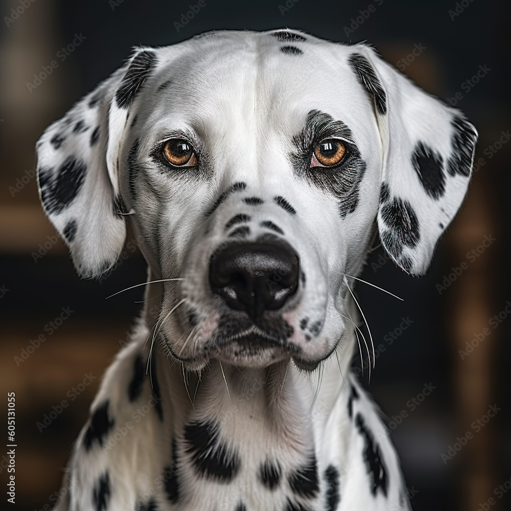 Image of a dalmatian dog head. Pet. Animals. Illustration. Generative AI.