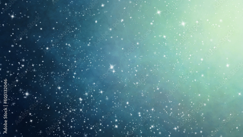 Fototapeta premium 手描きの水彩の星空、宇宙、キラキラ背景