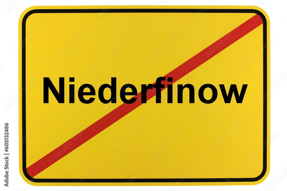 Illustration eines Ortsschildes der Gemeinde Niederfinow in Brandenburg Illustration eines Ortsschildes der Gemeinde Niederfinow in Brandenburg