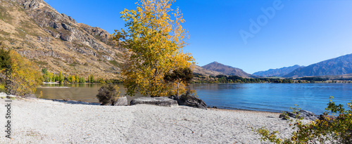 Wanaka Lake scenic landscape panorama, New Zealand photo