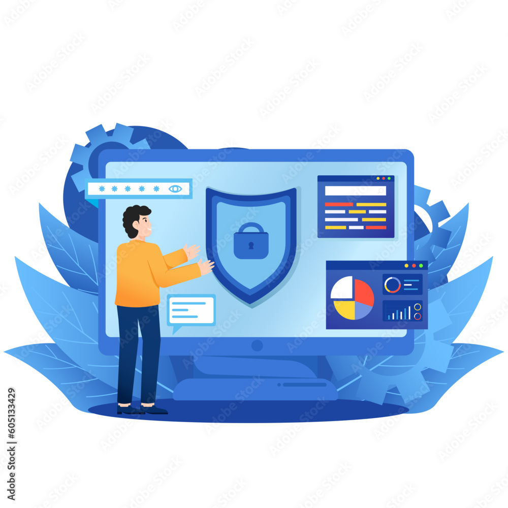 Computer Data Device Security Illustration Computer Data Device Security Illustration
