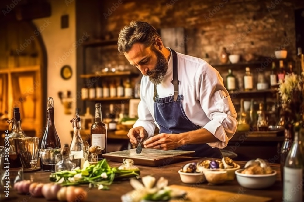 Cooking master class, chef at the kitchen, Generative AI Cooking master class, chef at the kitchen, Generative AI