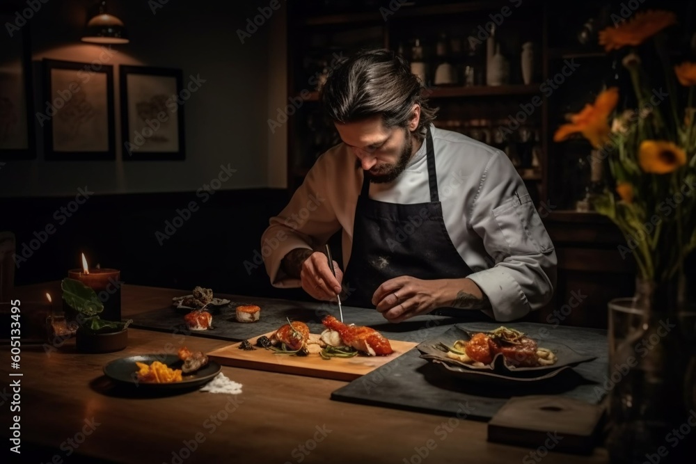 Cooking master class, chef at the kitchen, Generative AI Cooking master class, chef at the kitchen, Generative AI