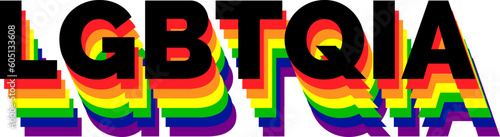  LGBTQIA Text with pride rainbow color effect