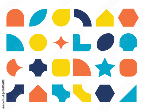 Brutalism shapes, minimalist geometric elements, abstract bauhaus forms. basic form, trendy modern graphic element vector set
