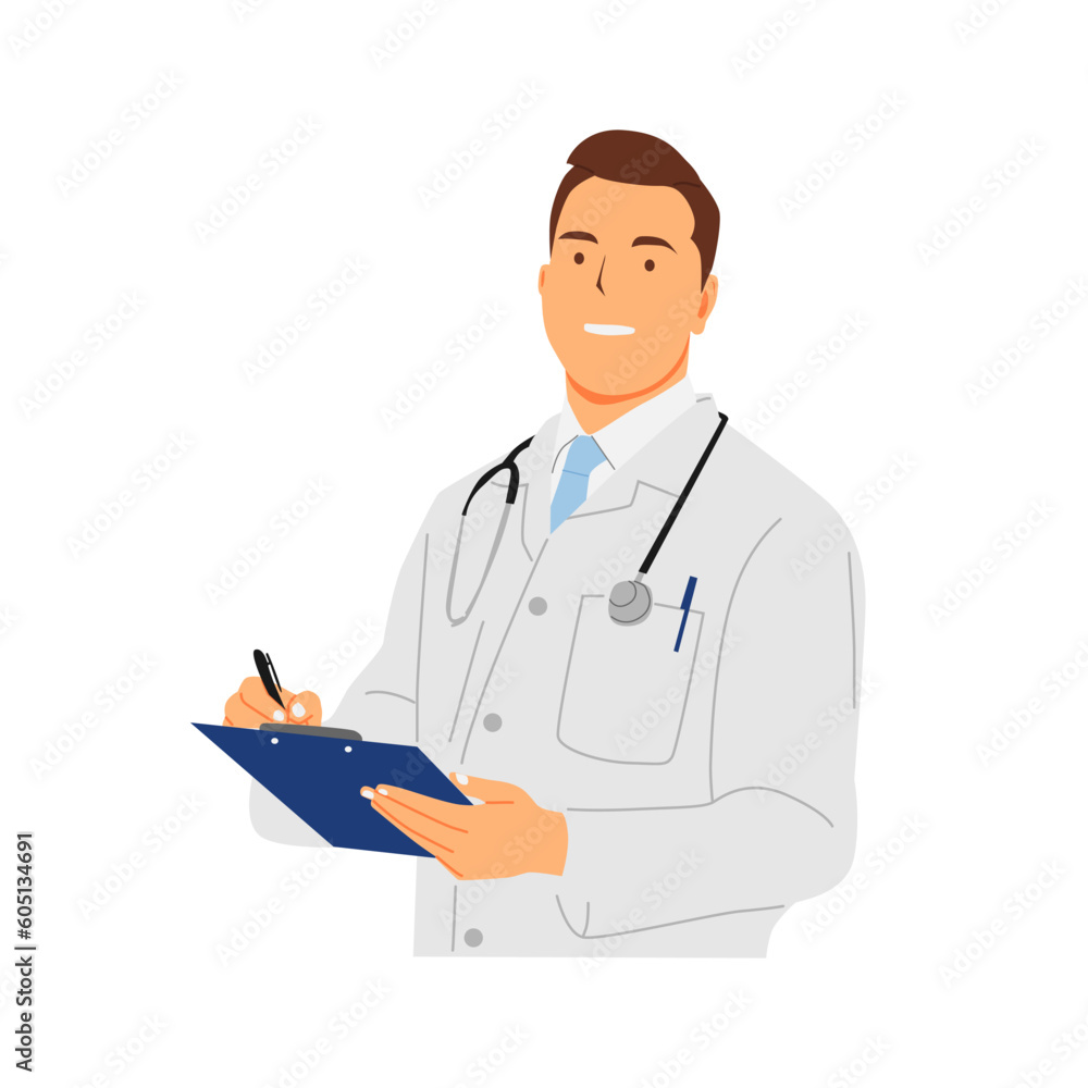 vector illustration of doctor and clipboard in hand vector illustration of doctor and clipboard in hand