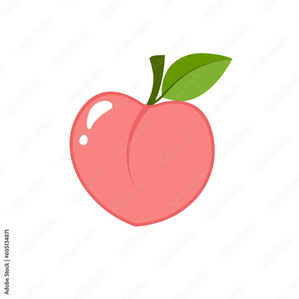 Peach vector. Peach heart vector. Peach on white background. Peach logo design