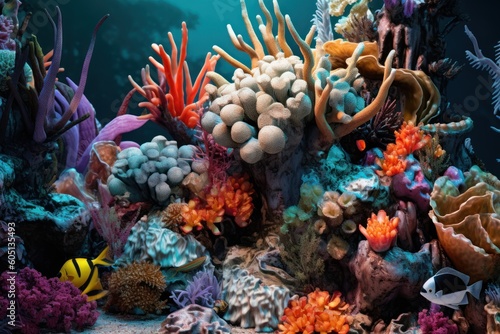 coral reef with fish close up view, ai tools generated image