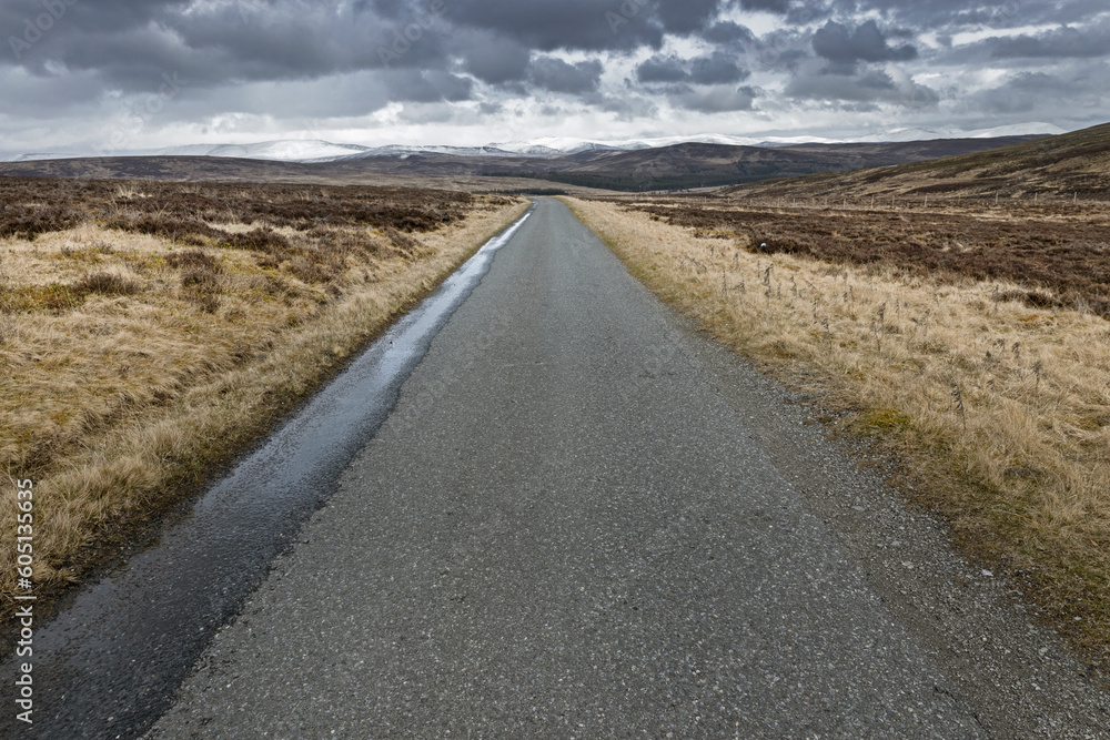 Road at Dalnaspidal Scotland. hills and peat fields. Scottish Highlands. Road at Dalnaspidal Scotland. hills and peat fields. Scottish Highlands.