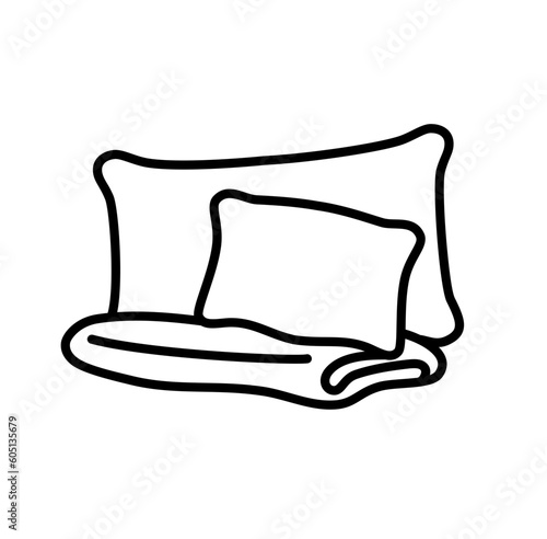 Pillow and blanket camping vacation outline icon