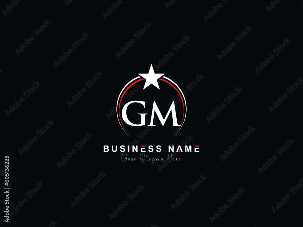 Luxury GM logo icon, minimalist unique Gm mg logo letter vector star - obrazy, fototapety, plakaty 