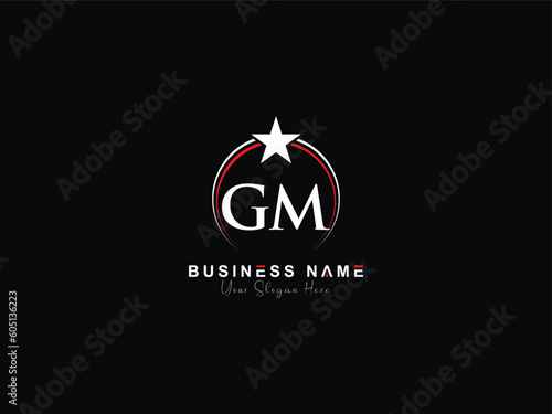 Luxury GM logo icon, minimalist unique Gm mg logo letter vector star