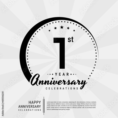 1st year anniversary design template. vector template illustration