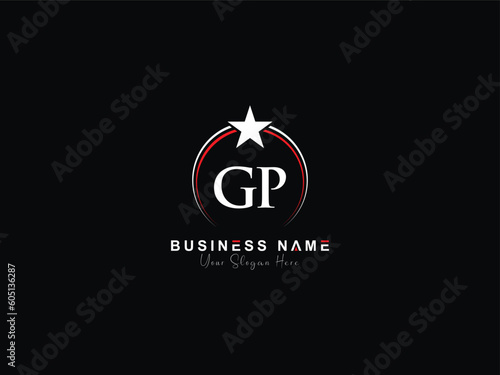 Luxury GP logo icon, minimalist unique Gp pg logo letter vector star