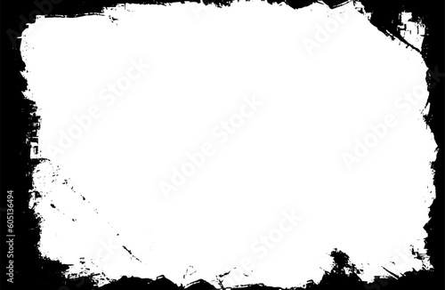 Grunge style frames are black on a white background