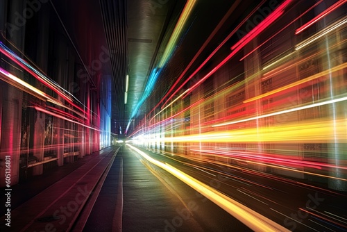 Wide angle long exposure of train travelling fast using generative AI