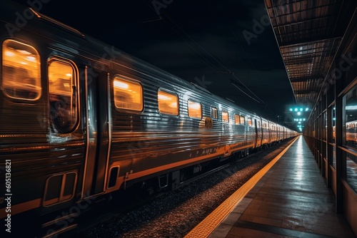 Wide angle long exposure of train travelling fast using generative AI