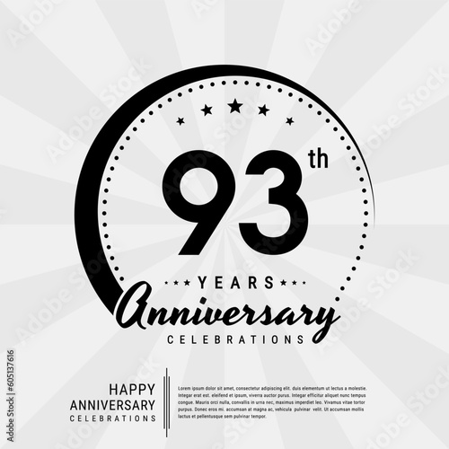 93th year anniversary design template. vector template illustration photo